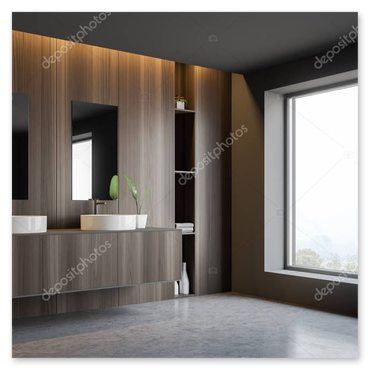 Mobile bagno in legno su misura con top HPL